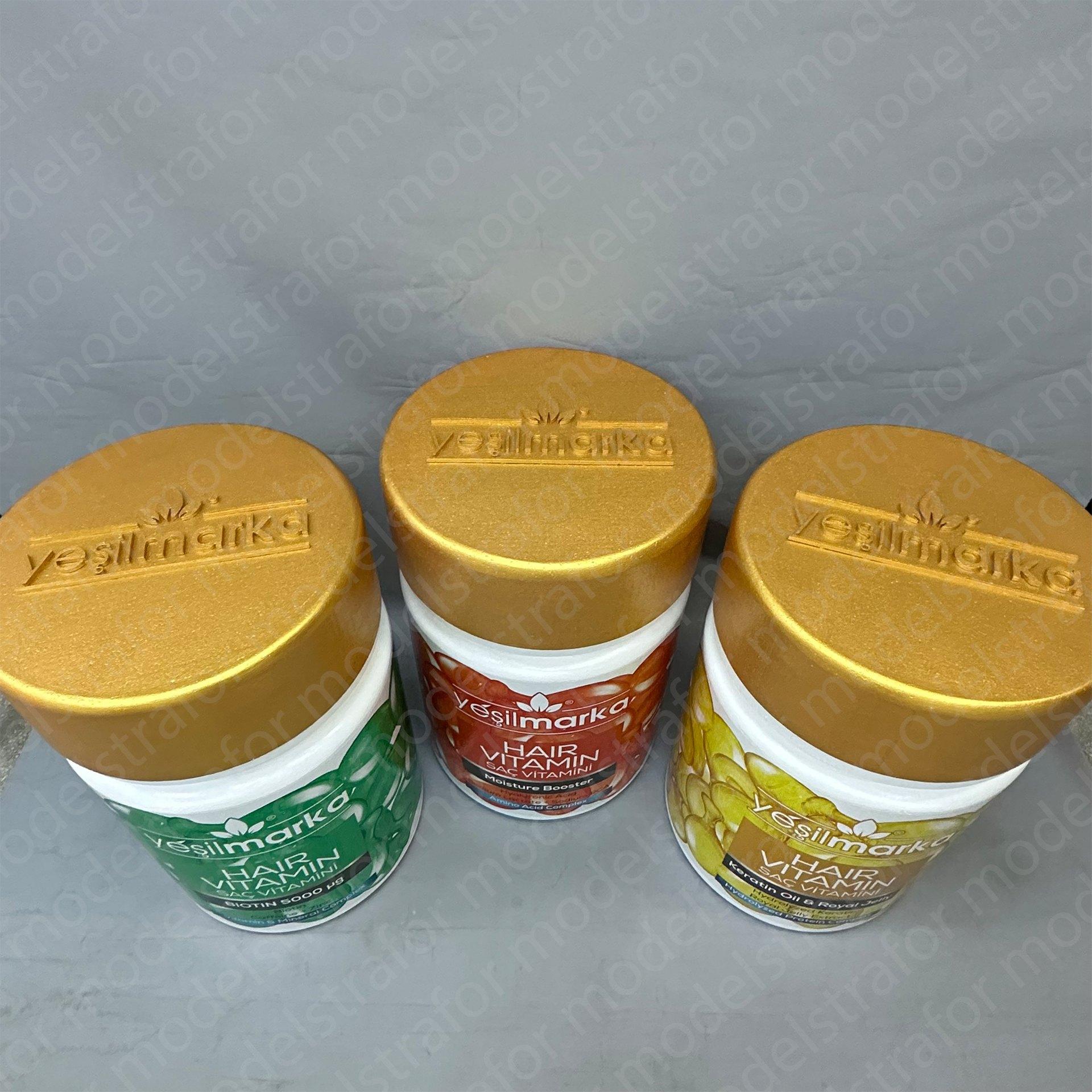 Yeşil Marka Saç Vitamini Şişeleri 3 boyutlu Dev Dummy Çalışmaları