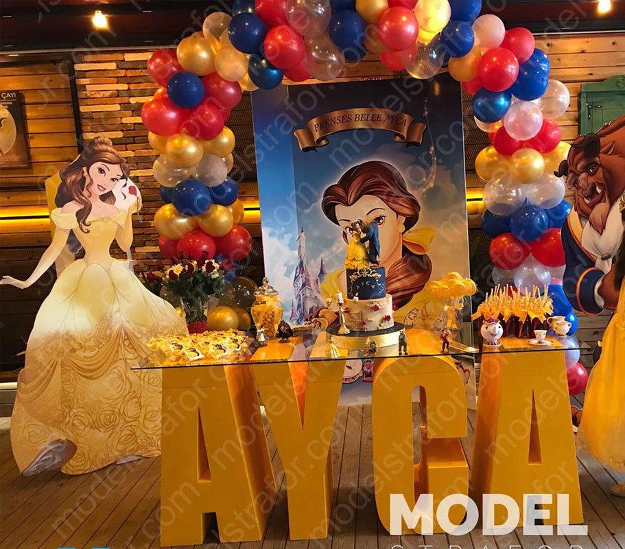 Prenses Belle Temalı Doğum Günü Organizasyon Dekorları