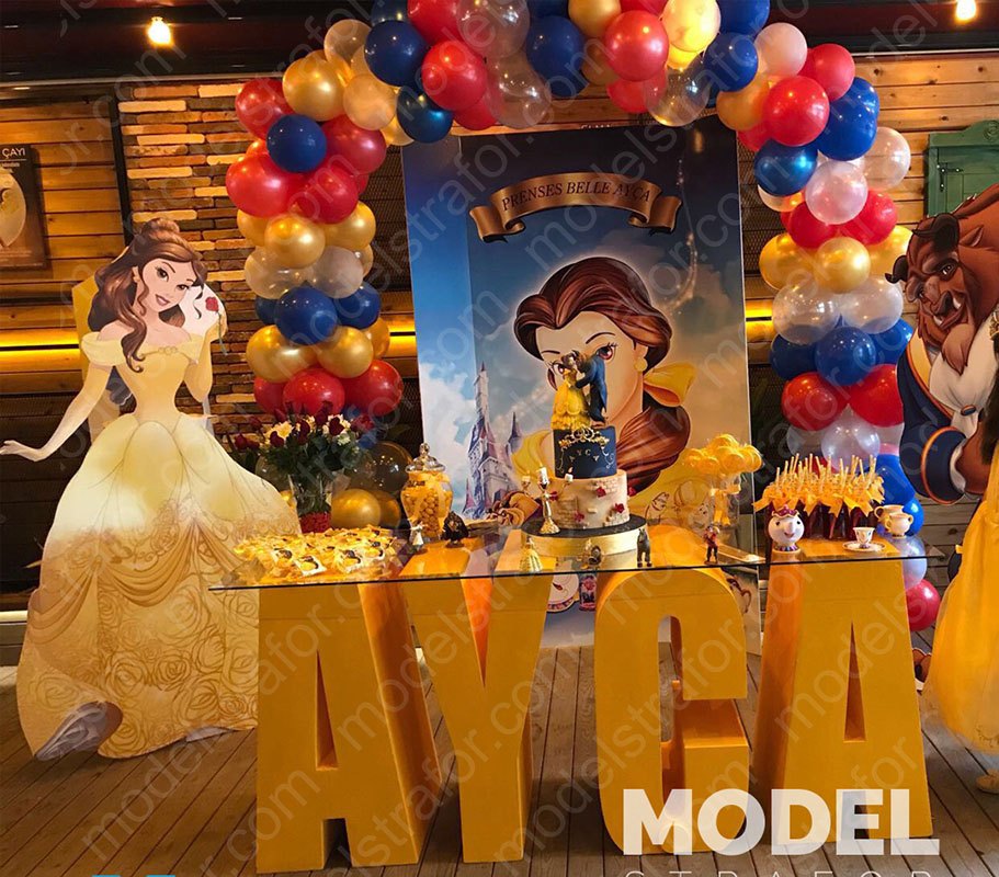 Prenses Belle Temalı Doğum Günü Organizasyon Dekorları