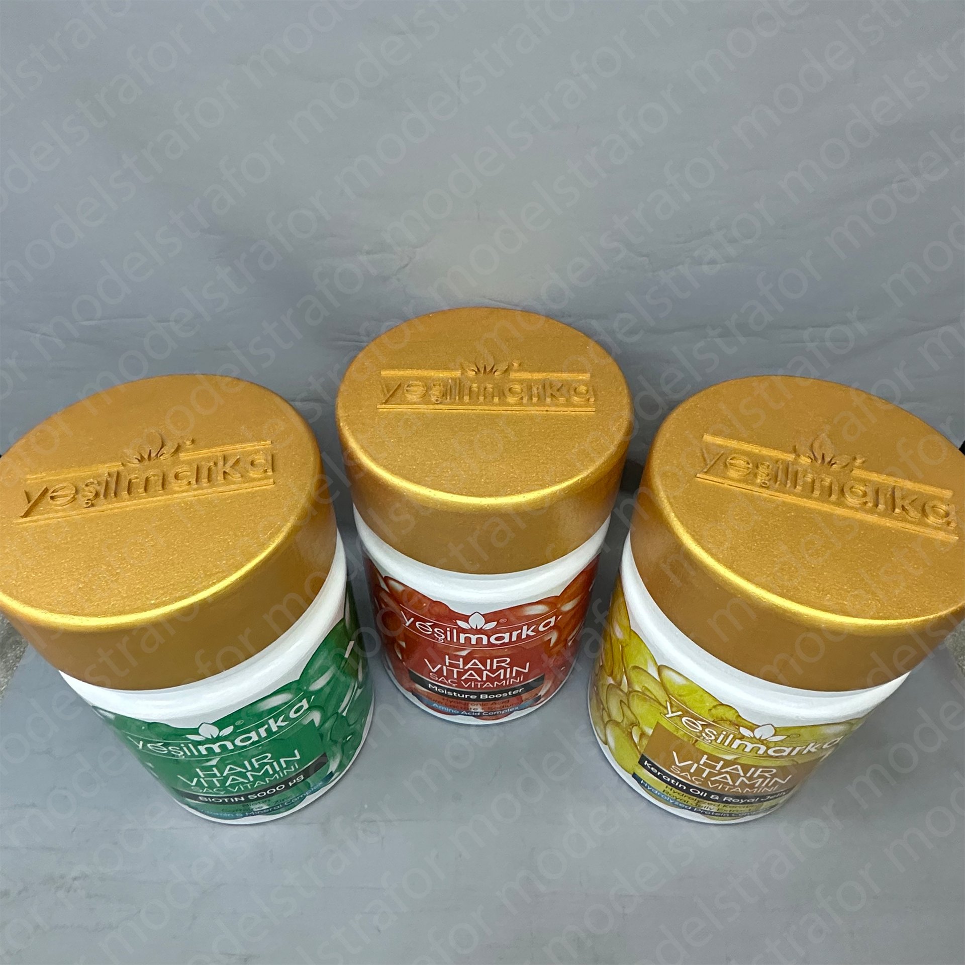 Yeşil Marka Saç Vitamini Şişeleri 3 boyutlu Dev Dummy Çalışmaları