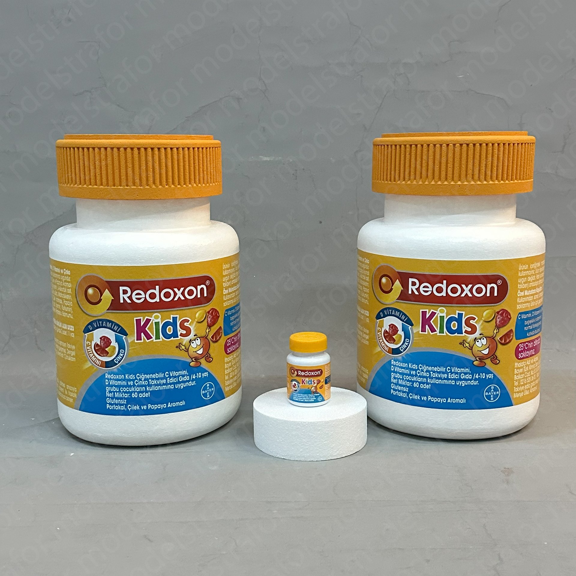 REDOXON KİDS c vitamini 3 boyutlu strafor şişe modeli